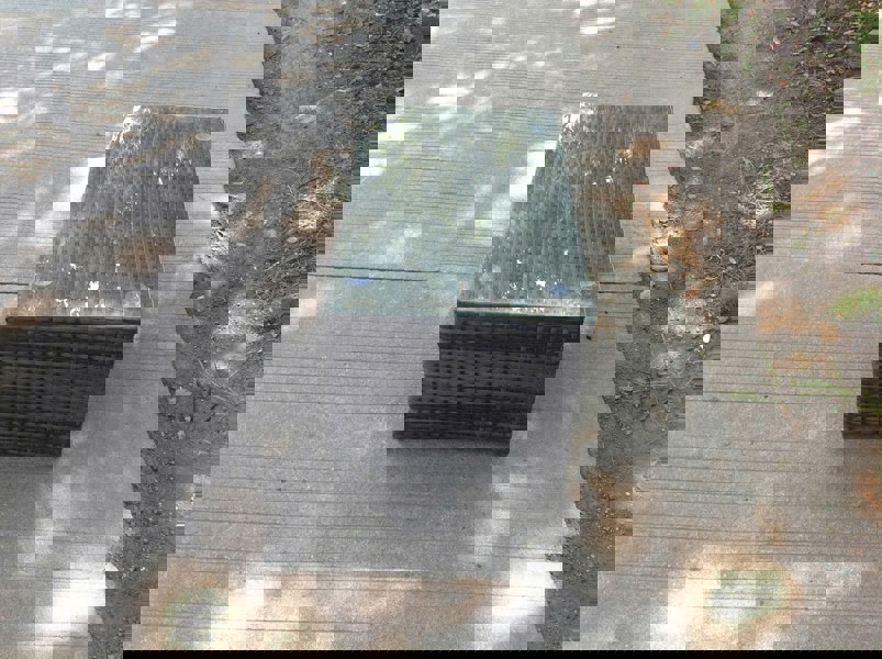 Fimous Rattan Rectangular Outdoor Coffee Table - Dark Grey Mixed