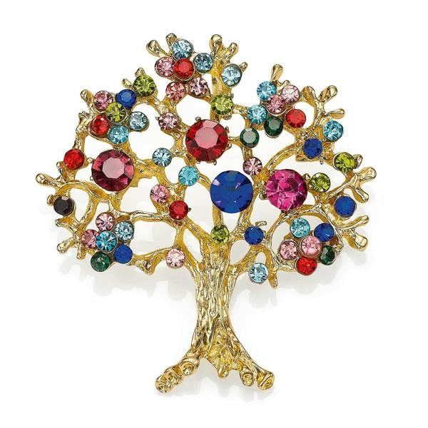 Pia Strength of Colour Gold-Tone Crystal Tree Brooch