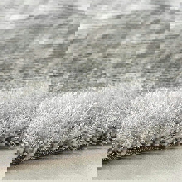 Shimmer Silver Grey Bordered Shaggy Rug | The Rugs