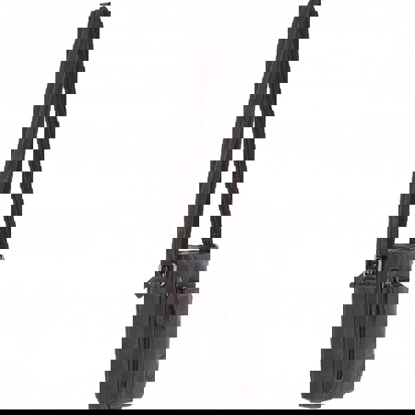 Leather Company Compact Travel Messenger Bag with Multiple Zip Pockets and Adjustable Strap: MADRID