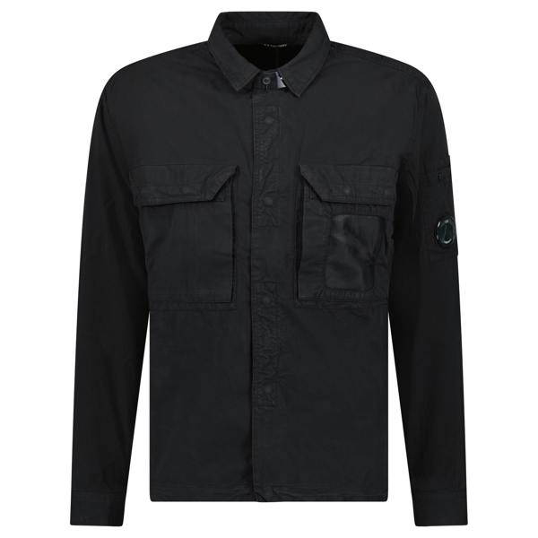 CP Company Organic Gabardine Lens Overshirt Black - chancefashionco