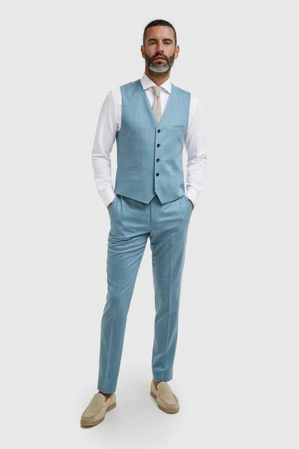 House of Cavani James - Men's Light Blue 3 Piece Textured Suit