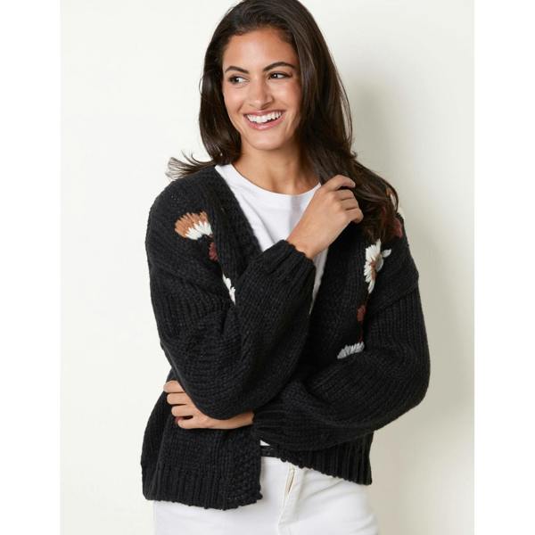 Blue Vanilla Cardigan With Floral Embroidery