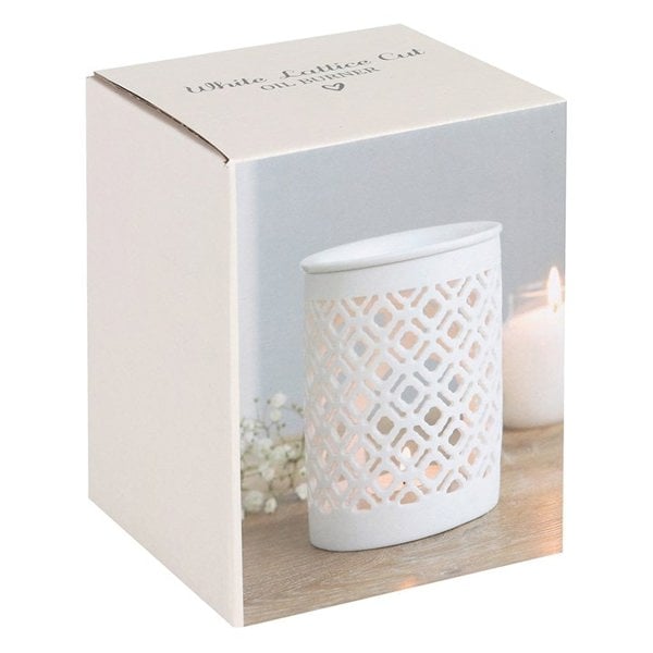 Serano White Matte Lattice Cut Oil Burner