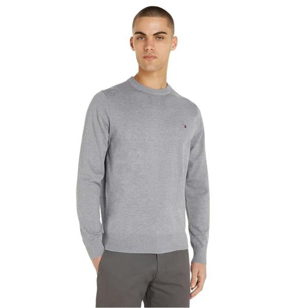 Tommy Hilfiger Mens Cotton Crew Neck Jumper - Medium Grey - 