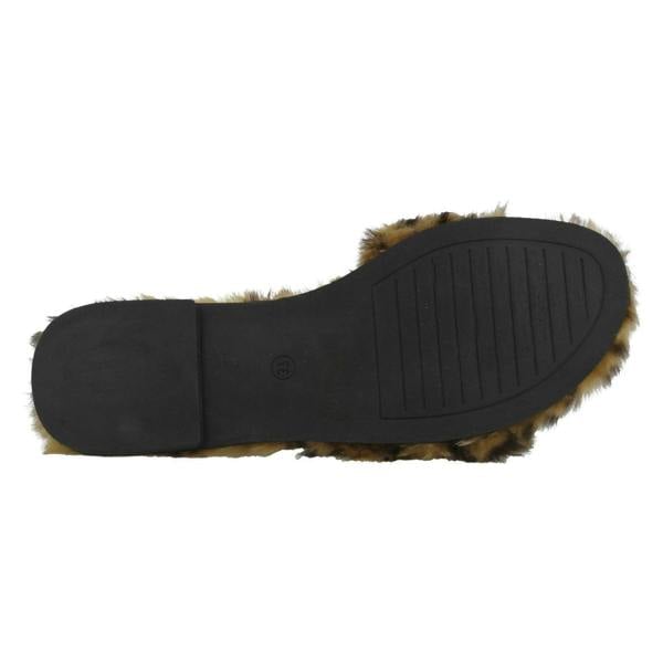 Savannah Ladies Savannah Flat Fur Mules F00091