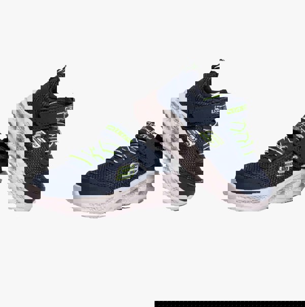 Skechers 401675N/NVLM SKECHERS METEOR-LIGHTS Boys Trainers Navy/Lime