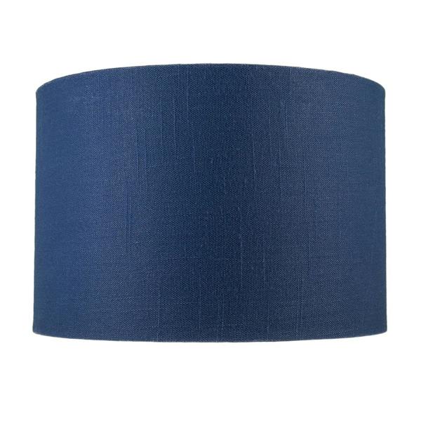 Designer Navy Peony Blue Textured Linen Fabric Circular Lamp Shade Image 4