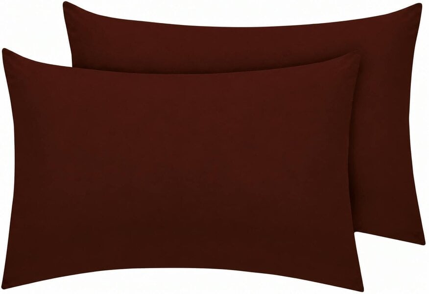 Night Zone Housewife Polycotton Pillowcases Pair – Plain Dyed Easy Care Bed Linen - Chocolate