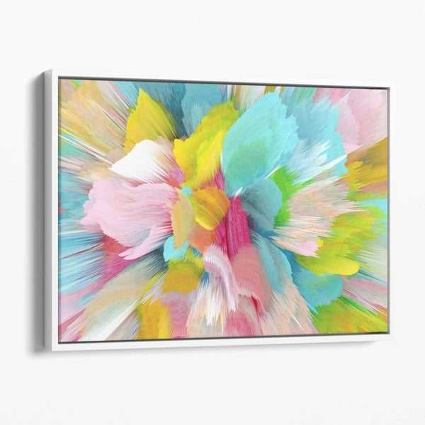 Artze Wall Art Abstract Blue Pink Floral Wall Art Canvas Print