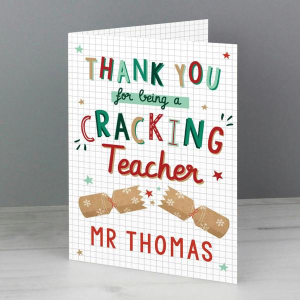 Personalised Cracking Teacher Christmas Card - alternative angle