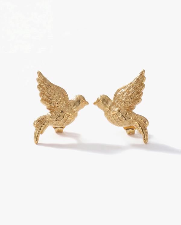 Elk & Bloom Dainty 14K Gold Love Birds Stud Earrings