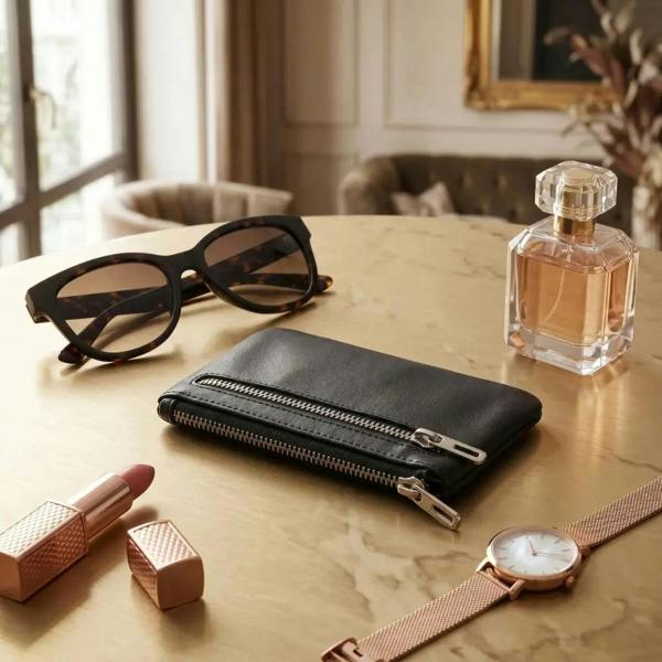 Real leather zip top coin purse for women in black