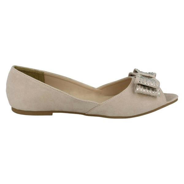 Spot On Ladies Spot On Peep Toe Ballerinas