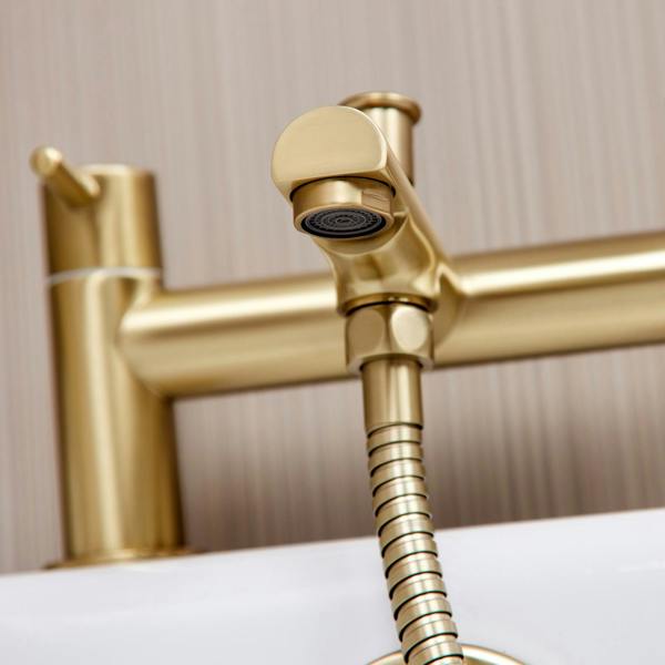 Flode Runn | Bath Shower Mixer | Including Handset and Holder | Brushed Brass