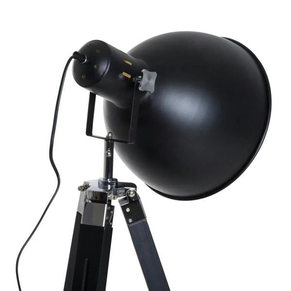 Tripod floor lamp head with matte black dome shade and mounting bracket