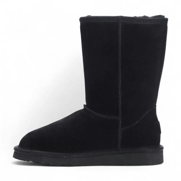 Infinity Leather Women's Genuine Sheepskin Black Suede Slip-On Ankle Winter Boots - Dusk