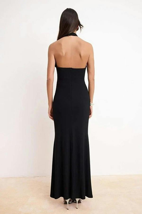 WOVCOR Crepe Knit Maxi Evening Dress