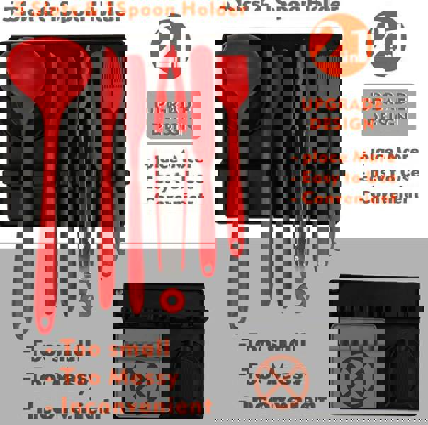 Anygleam Spoon Rest Black Large Kitchen Pan Pot Cover Lid Rack Stand Organizer Fork Spatula Rack Holder Stand Tableware Storage Rack Holder