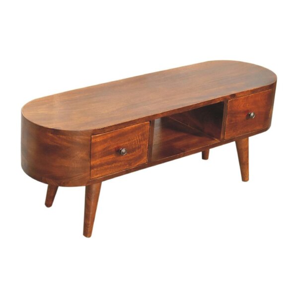 Wyld Haus Rawai Chestnut Mango Wood Round Open TV Media Unit