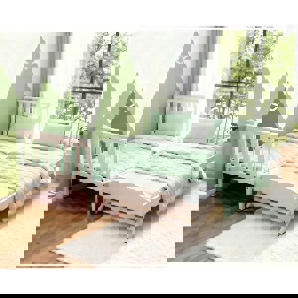 Kudlhome Jinsen Single Bed Frame with Trundle / Guest Bed, White