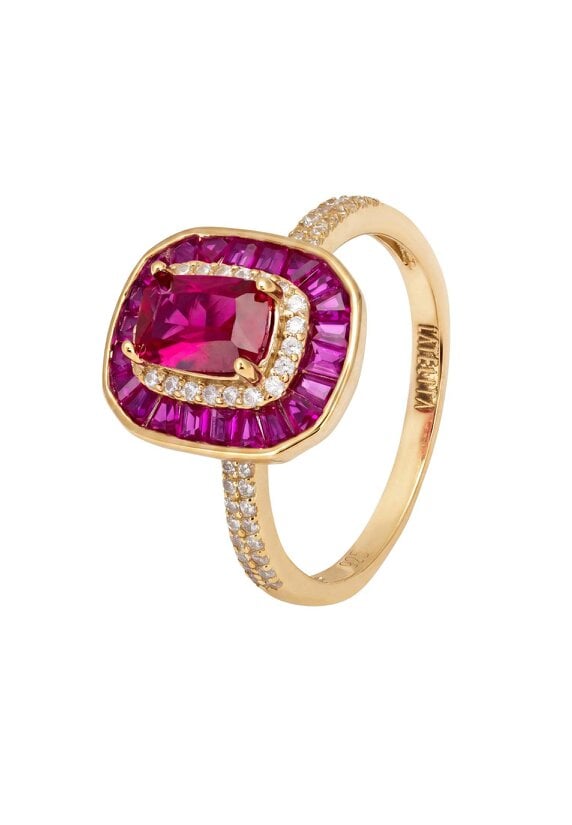 Latelita Great Gatsby Ruby Cocktail Ring Gold