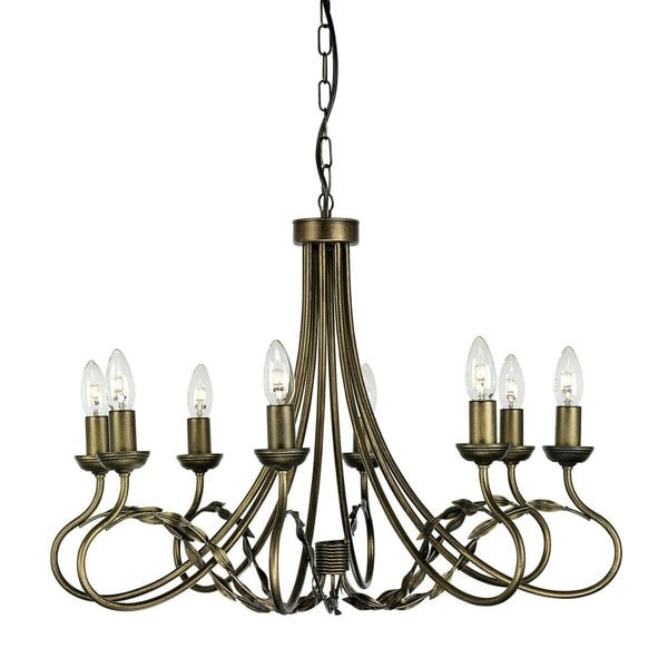 8 Bulb Chandelier Hanging Pendant LIght Black Gold LED E14 60W Bulb Loops