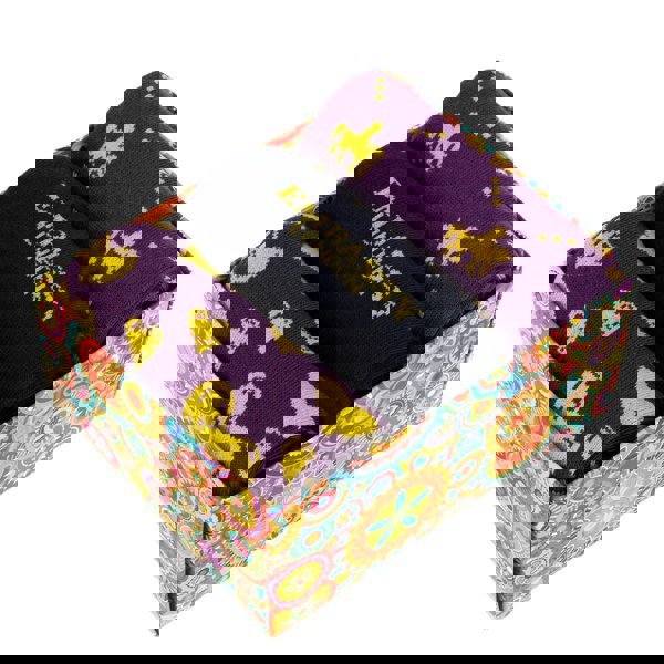 Embassy London Socktopus - Purple Mix - Women's 3 pack cotton crew socks size UK 3 to 7 in purple