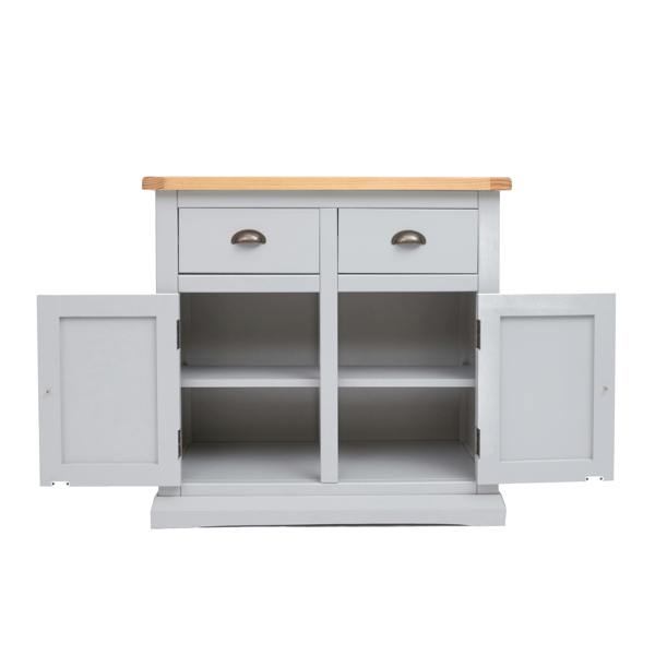 Cabinet Bits Loreo Light Grey 2 Drawer 2 Door Sideboard Brass Cup Handle