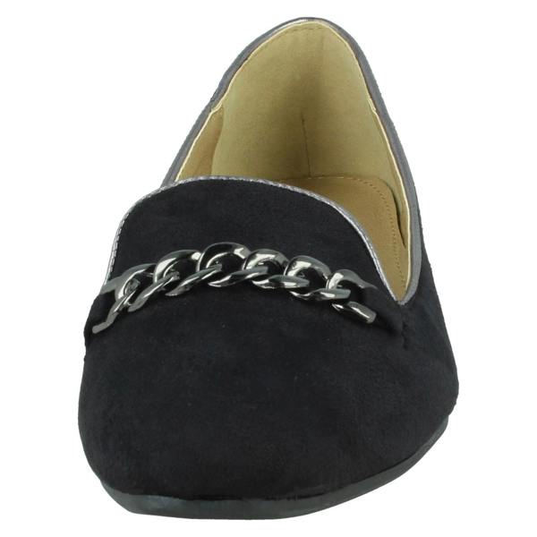 Spot On Ladies Spot On Chain Trim Flat Ballerina Shoes F80015