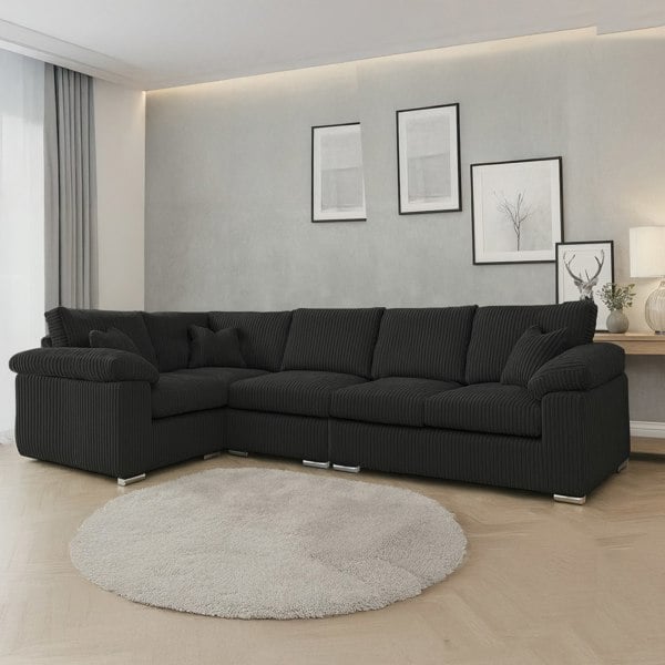 Furnishings For Less Delta Full Jumbo Cord 5 Seater L Shaped Corner Sofa