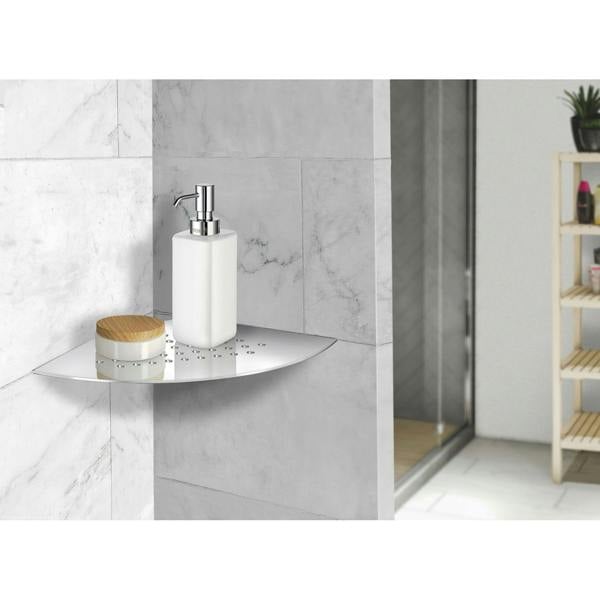 Smedbo Polished Stainless Steel Grout Line Shower Corner Shelf with Holes (200 x 200mm)