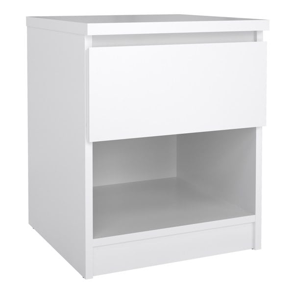 Furniture To Go Naia Bedside 1 Drawer 1 Shelf in White High Gloss