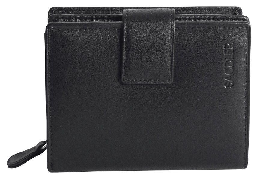 SADDLER EMILY Handmade Leather Mid-Size Wallet – RFID Protected | 10 Card Slots, Secure Tab Closure & Zipped Coin Pocket | Gift Boxed