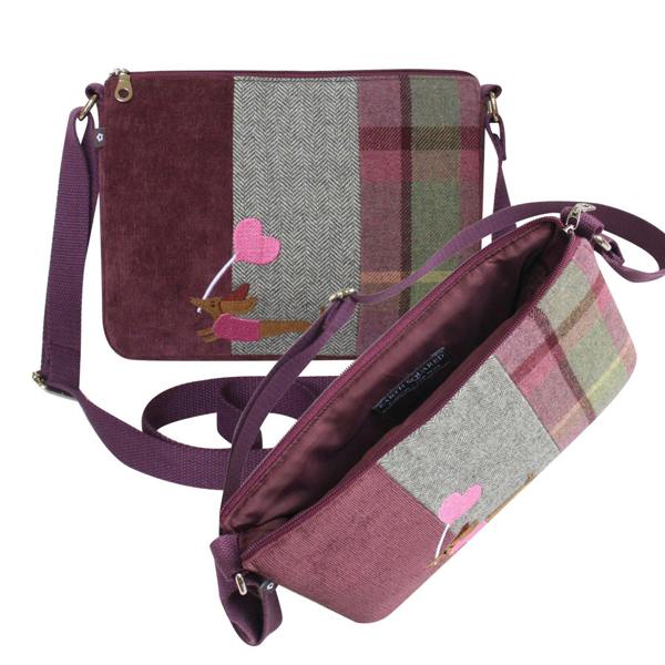 Earth Squared Dachshund Dog Wool Tartan Tweed Messenger Bag