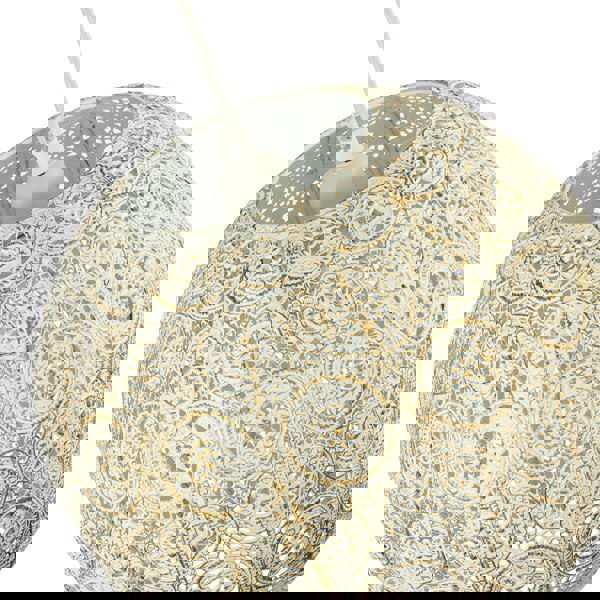 Spherical Vintage Moroccan Pendant Lamp Shade in Brushed Cream Gold Image 4