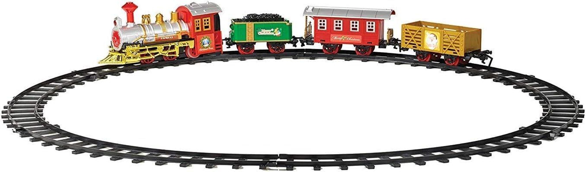 MANTRARAJ 12pcs Christmas Train Set Track Deluxe Musical Sound Light Around Tree Decoration Xmas