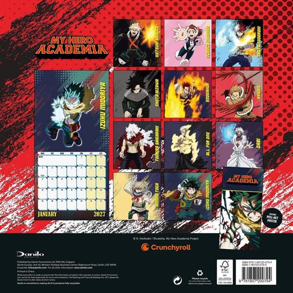 My Hero Academia Calendar 2027, Wall Calendars, Month To View, Entertainment, Gift
