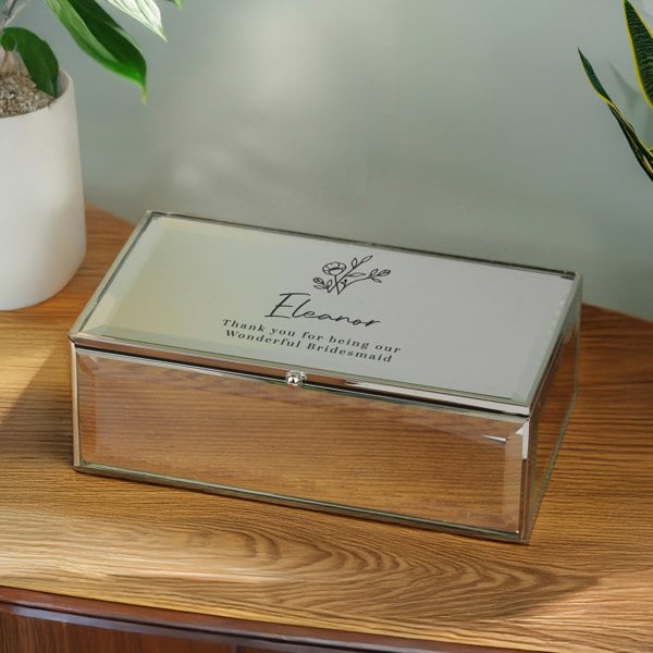 Personalised Memento Company Personalised Floral Mirrored Jewellery Box
