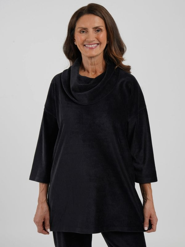 TIGI-Wear Rib Velour Cowl Neck Tunic