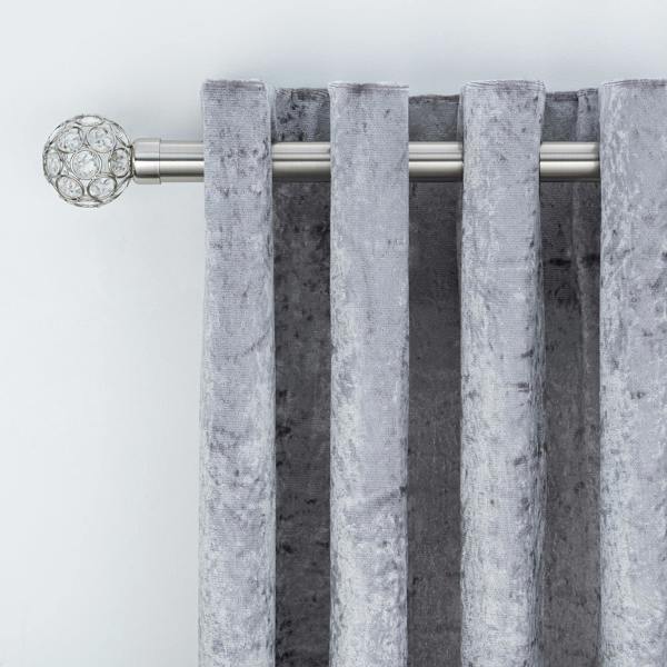 A.Unique Home Beaded Gem Extendable Curtain Pole (25/28mm) (Brushed Steel,70cm - 120cm)