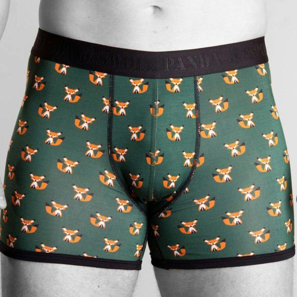 SWOLE PANDA Foxes Bamboo Boxer Brief, Green/black
