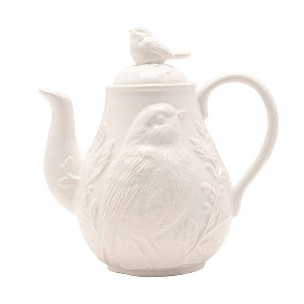 Hestia Tall White Floral Bird Teapot