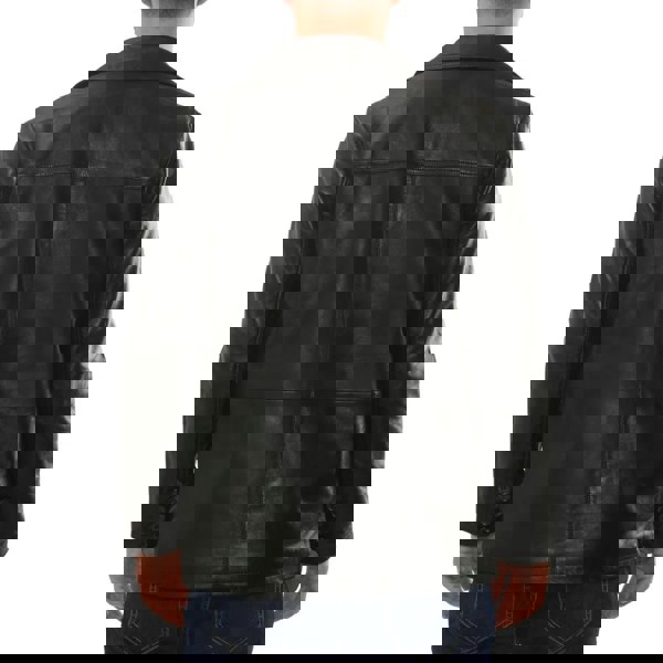 Leather Company Men's Leather Car Coat Collared Blazer Style Jacket