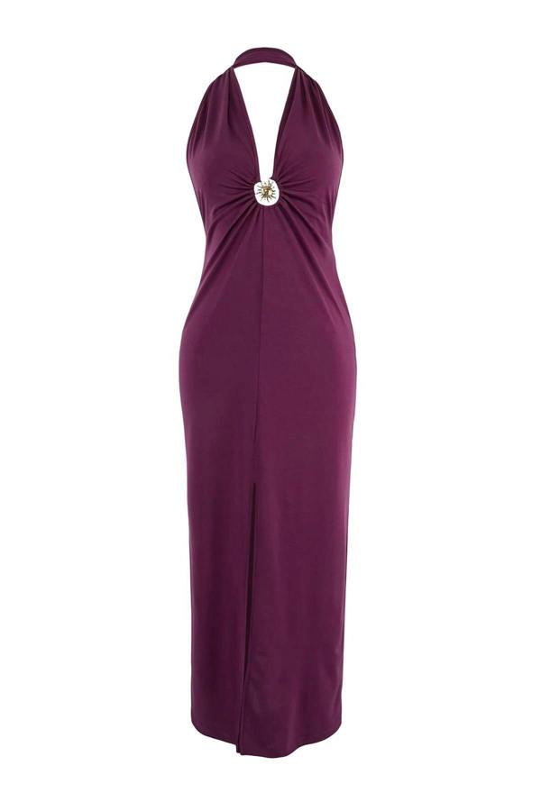WOVCOR Knitted Maxi Beach Dress with Accessory Details