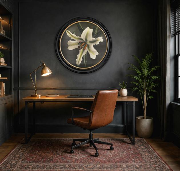 Exceptional Art Lily by Kazumasa Ogawa - Oxford Round Frame