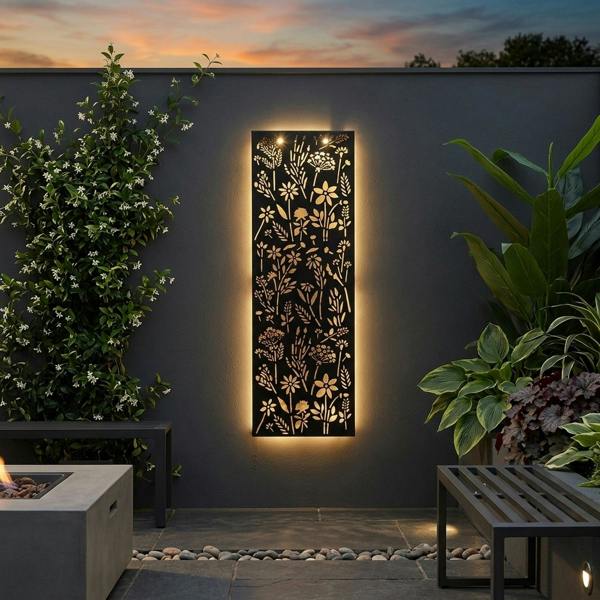 Garden Greatness Lunaria Flowers Solar Panel Wall Light