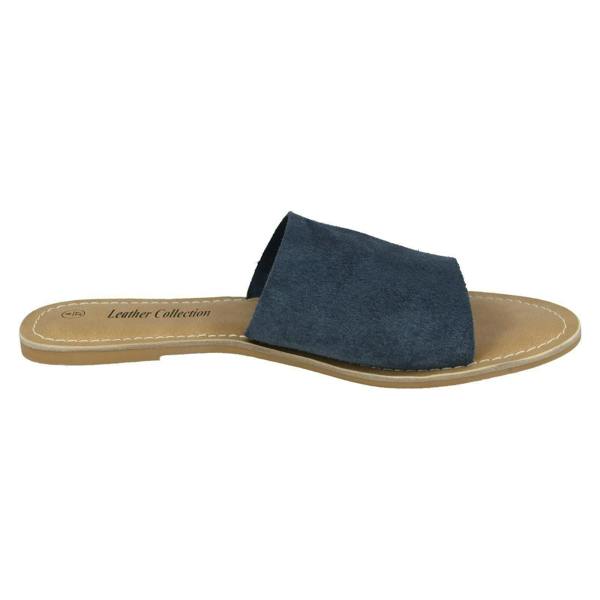 Leather Collection Ladies Leather Collection Flat Mule Sandals