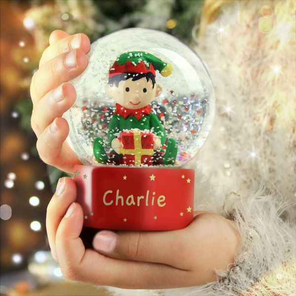 Personalised Memento Company Personalised Name Only Elf Glitter Snow Globe