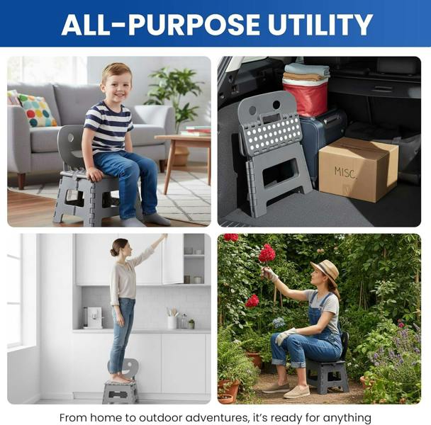 MY DIY PROFESSIONAL PRODUCTS Folding Step Stool-2-in-1 Foldable Chair & Step Stool-Lightweight Step Stools Supporting up to 150kg